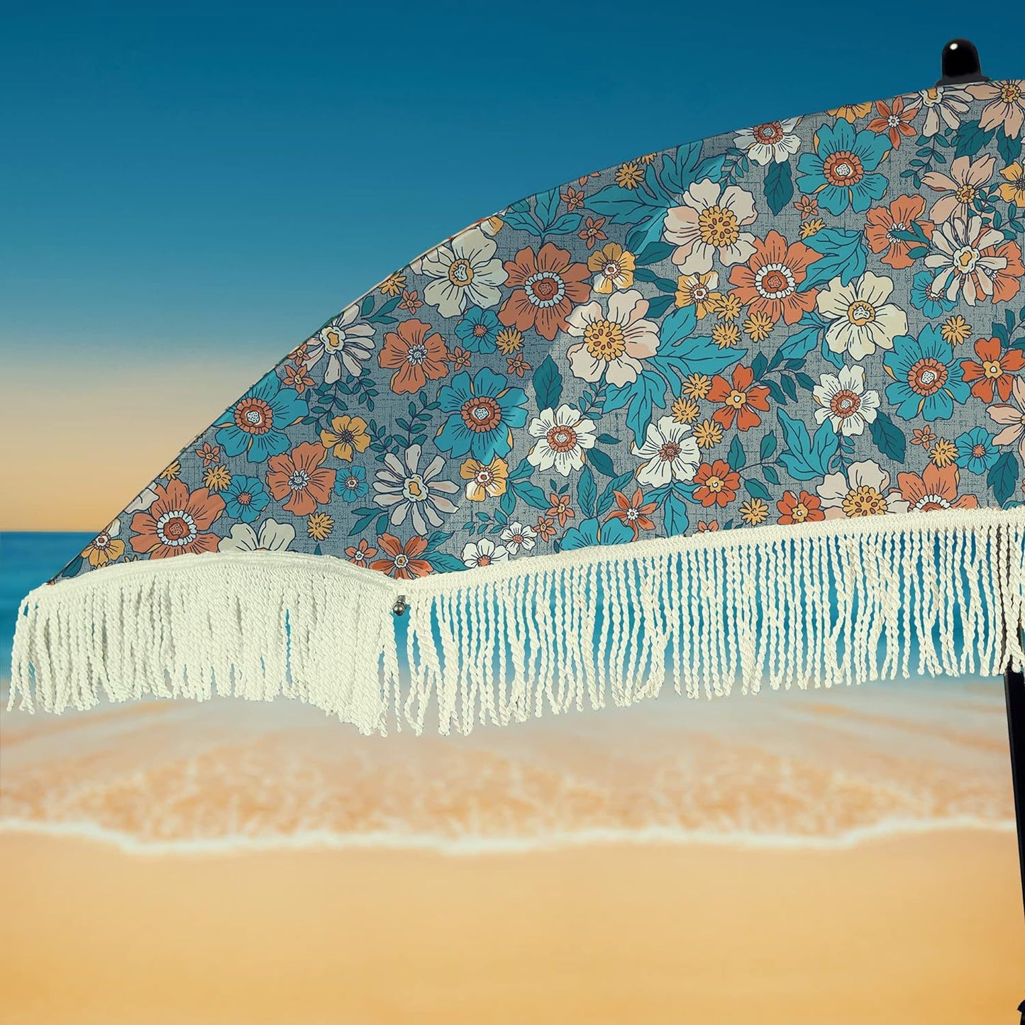 Damen Strand-Sonnenschutzschirm mit elegantem Fransen-Design Brehn