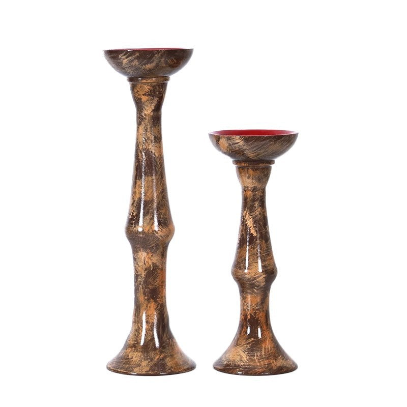 Elegantes Dekoratives Holzkerzenhalter-Set