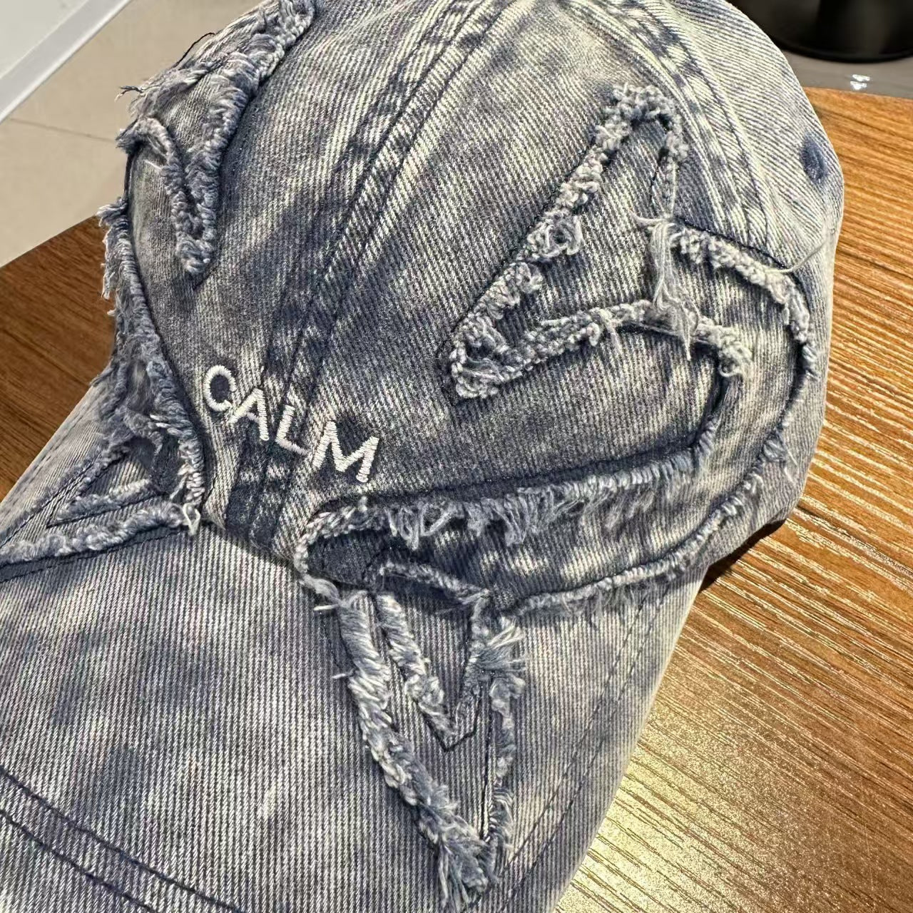 Unisex Distressed Denim Bestickte Kappe Brehn