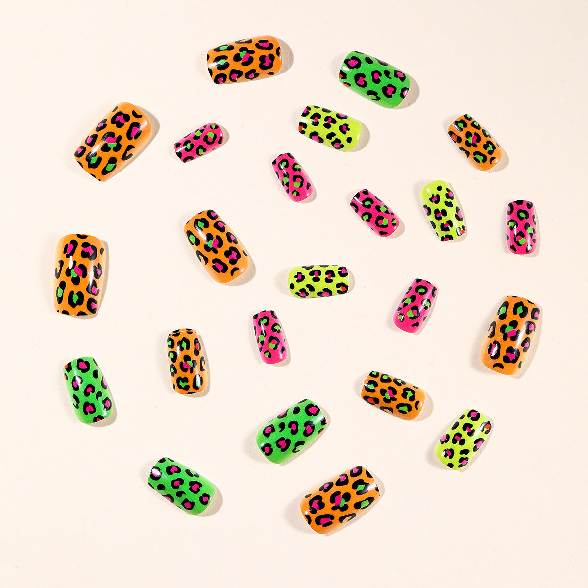 Neon Leopard Print Nagelkunst Extensions Brehn
