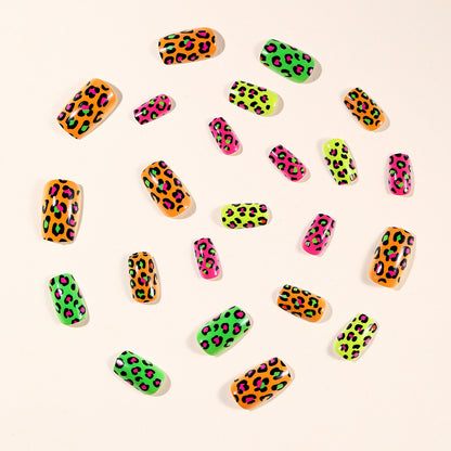 Neon Leopard Print Nagelkunst Extensions Brehn