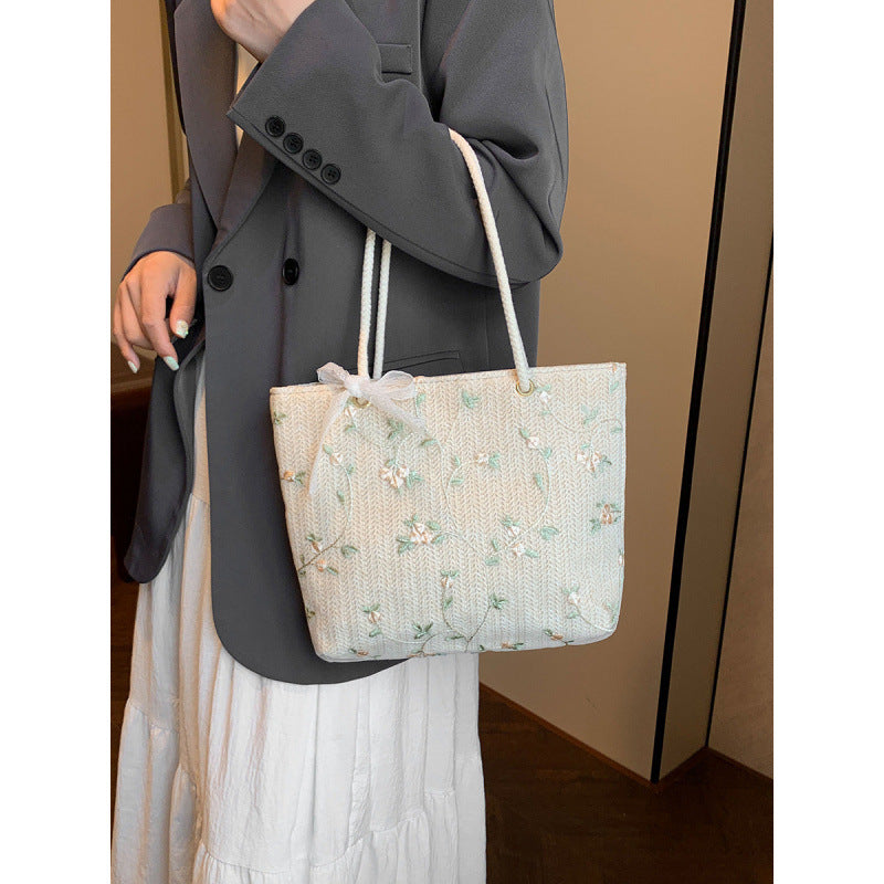 WoBestickte Strohtasche Brehn