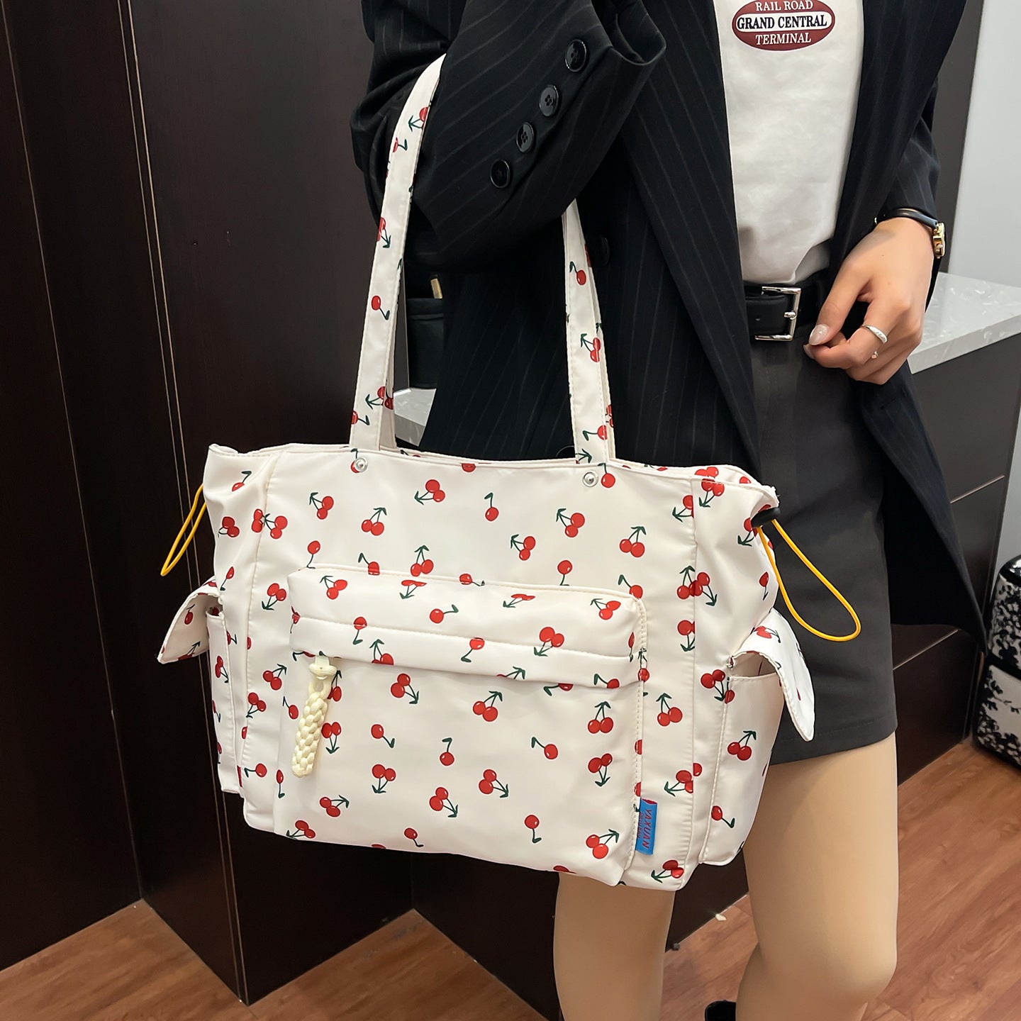 Cherry Print Mehrfach-Taschen Tragetasche Brehn