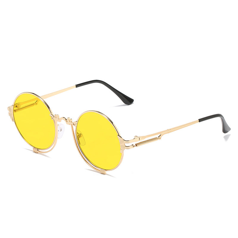 Damen stylische runde Metall-Sonnenbrille mit kunstvollem Designs Brehn