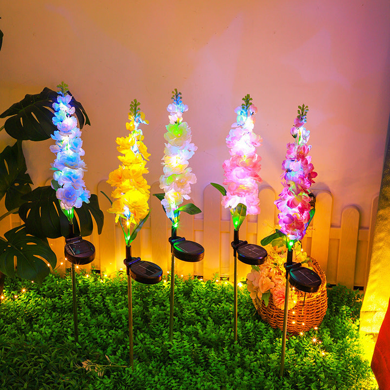 Dekorativer hoher künstlicher Delphinium-Gartenstecker mit Edelstahlspike und verstellbarem Clip Brehn