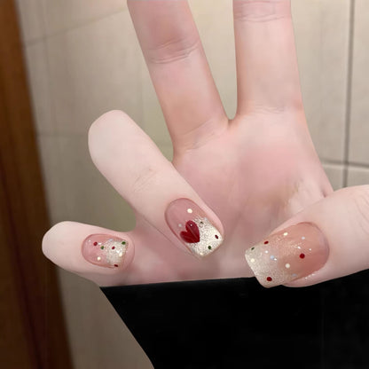 Künstlerisches Press-On Nagel-Kunstset mit floralen und Glitzerakzenten