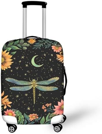 Unisex nan elastische Kofferhülle mit Pferde- und Sonnenblumenmotiv, dehnbarer Stretchschutz für Hartschalen-Trolley mit Reißverschluss Brehn