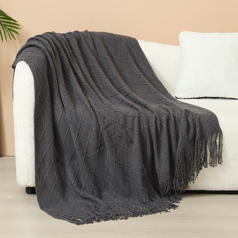 Damen Elegante und stilvolle Wohn- und Kuscheldecke mit Fransen Brehn