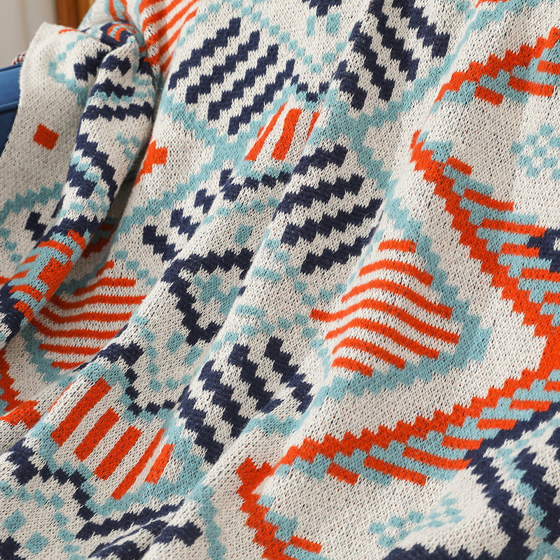 Damen Gemusterte Kuscheldecke mit Fransen und geometrischem Design Brehn