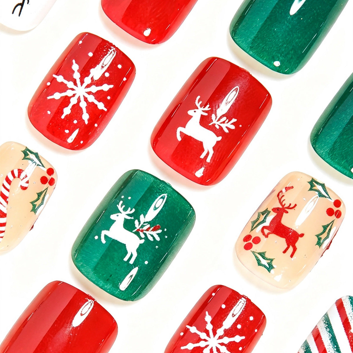 Festliche Feiertags-Themen Press-On Nail Art Brehn