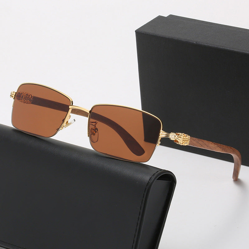 Damen modische Brille mit rechteckigem Rahmen und hochwertigen Holzdetails Brehn