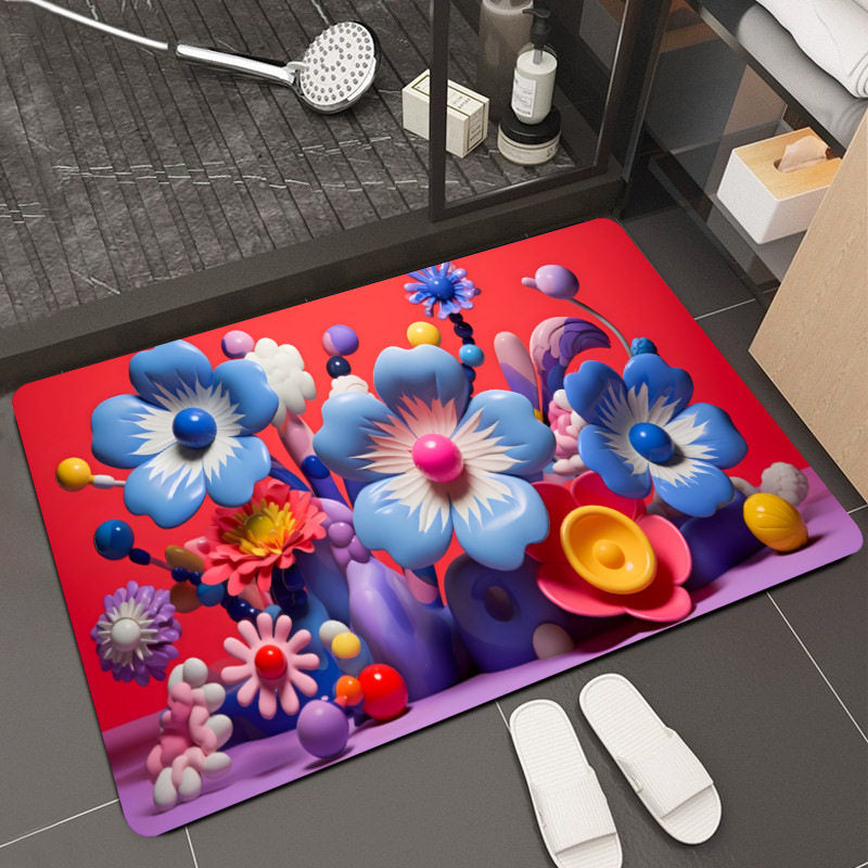 Floral Design Memory Foam Badteppich Brehn