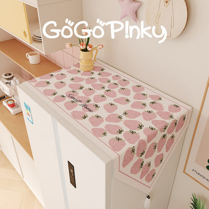 Refrigerator Top Protective Runner Dust Cover with Fruit Motif and Tassel Corners
