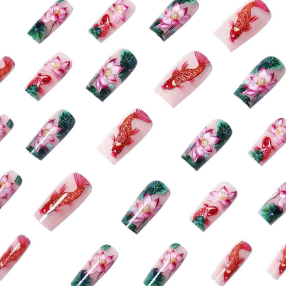 Künstlerische Seerose und Koi Fisch Nagelkunst Brehn