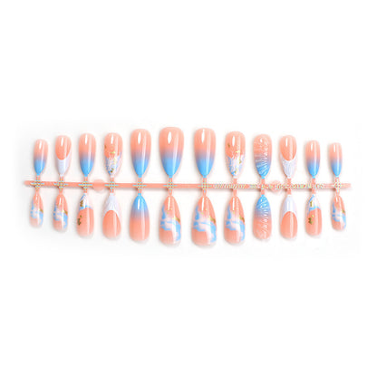 Marmor Effekt Spitzen Press-On Nagelset