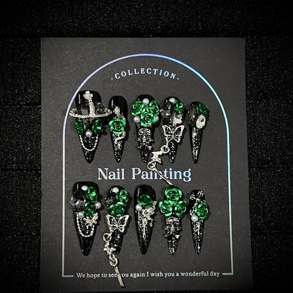 Elegantes von der Gothic inspiriertes Nagelkunst-Set