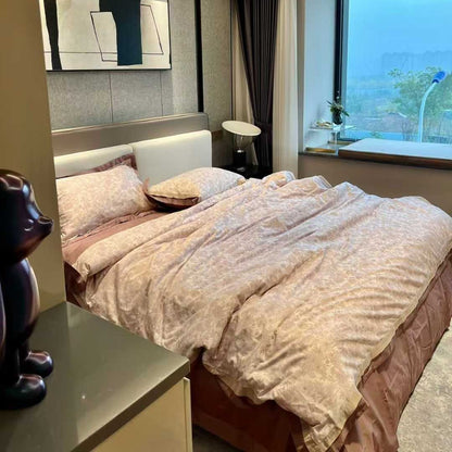 Hotel-Stil Floral Mikrofaser Bettbezug Set mit Kontrastbordüre und Kissenbezügen