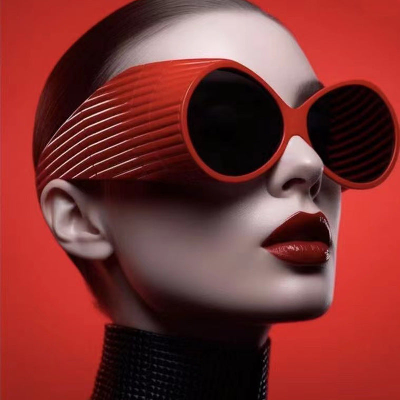 Damen Oversized Cat-Eye Sonnenbrille mit stilvollem, strukturiertem Rahmen Brehn
