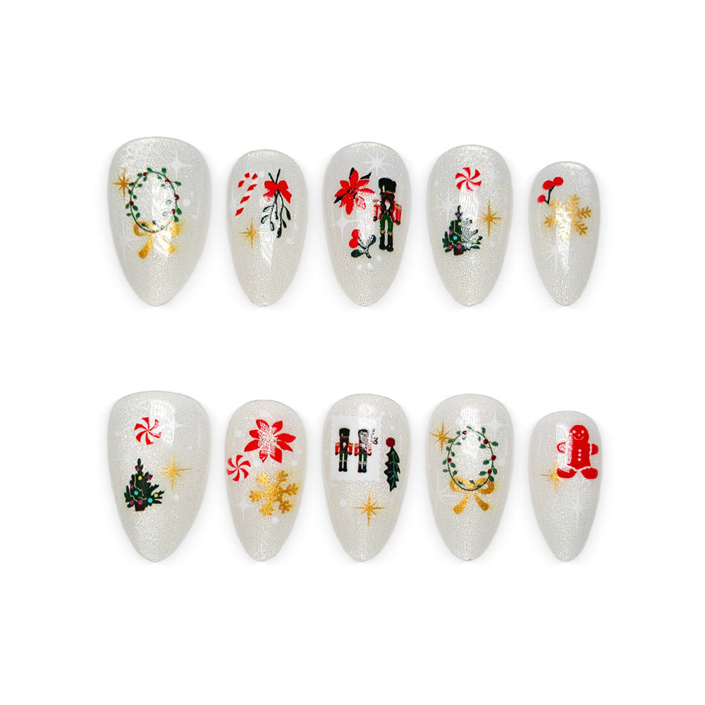 Elegante Kunstnägel mit Festlichen Weihnachtsmotiven Brehn