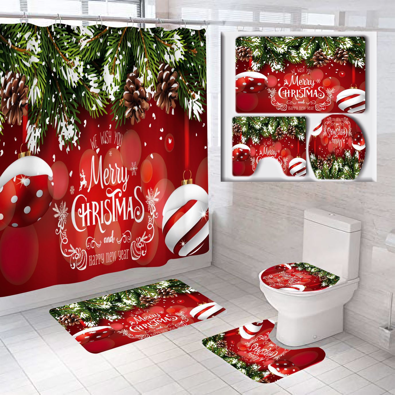 Weihnachtliches Badezimmer-Set Brehn