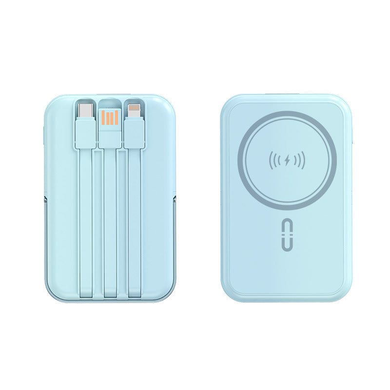 Powerbank mit Integrierten Ladekabeln und Kabelloser Ladefunktion Brehn