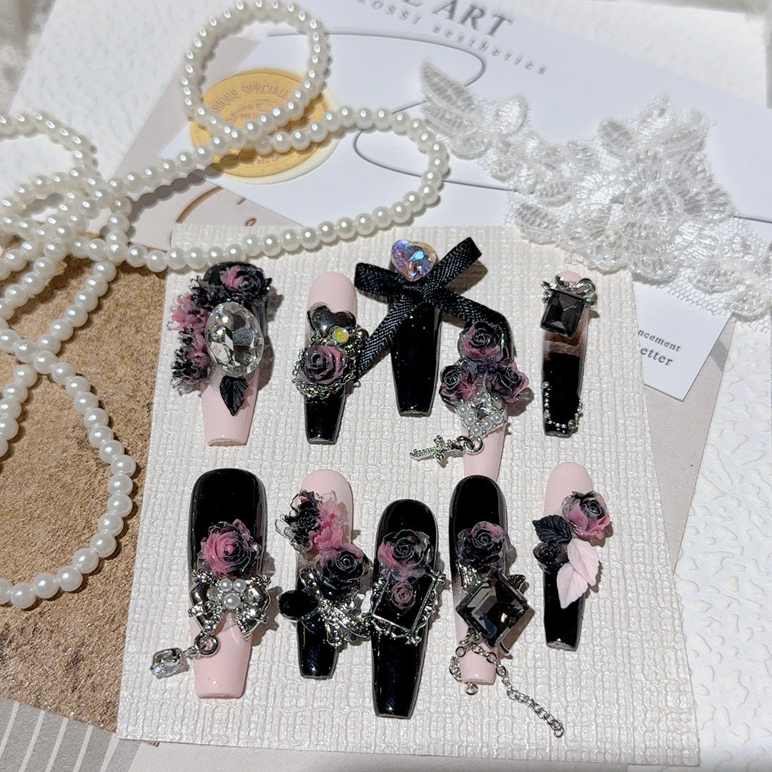 Elegantes dekoratives Press-On-Nagel-Set
