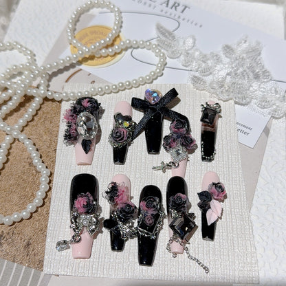 Elegantes dekoratives Press-On-Nagel-Set