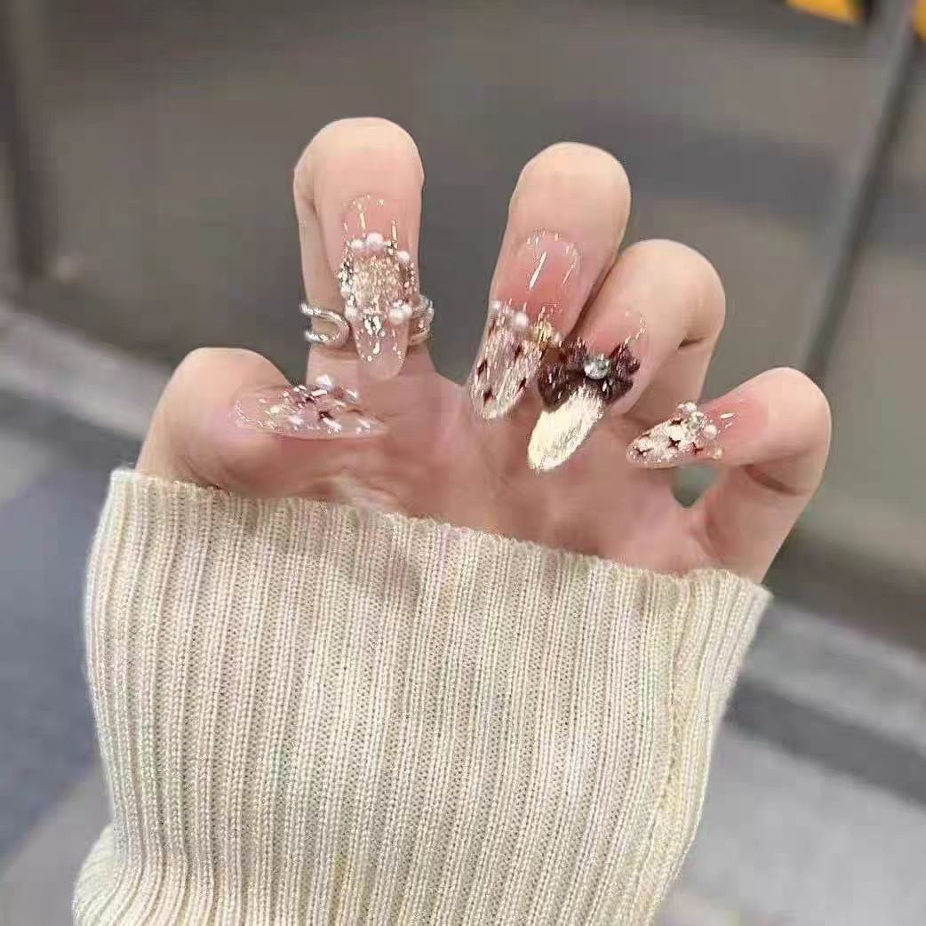 Künstlerisches katzenmotiviertes Press-On Nagelset Brehn