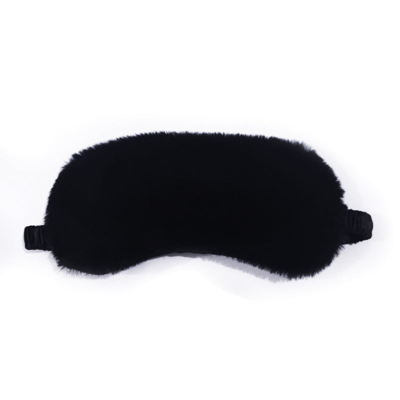 Damen nan flauschige ergonomische Augenmaske mit verstellbarem Satinband und weichem Kunstfellbezug Brehn