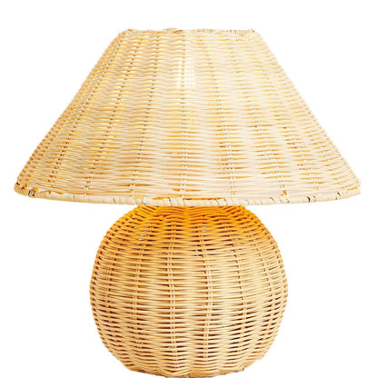 Handgefertigte Rattan-Tischlampe Brehn