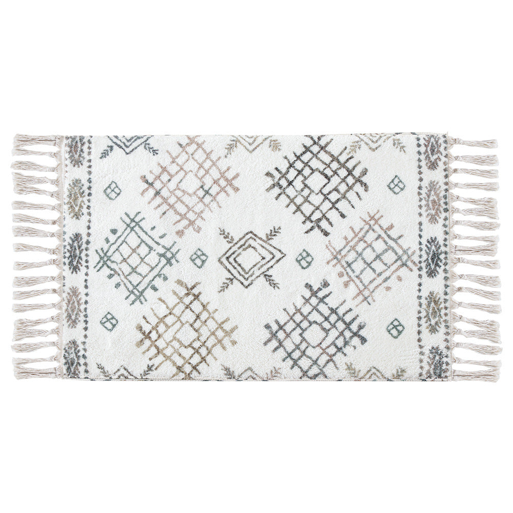 Boho-Baumwoll-Badvorleger mit Fransen und geometrischem Diamantmuster Brehn