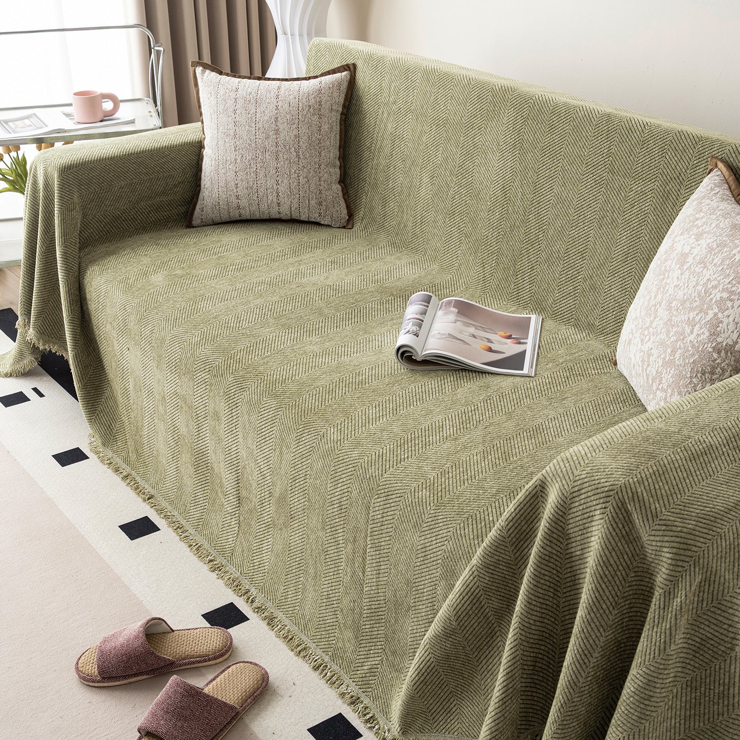 Fischgräten Sofa Decke