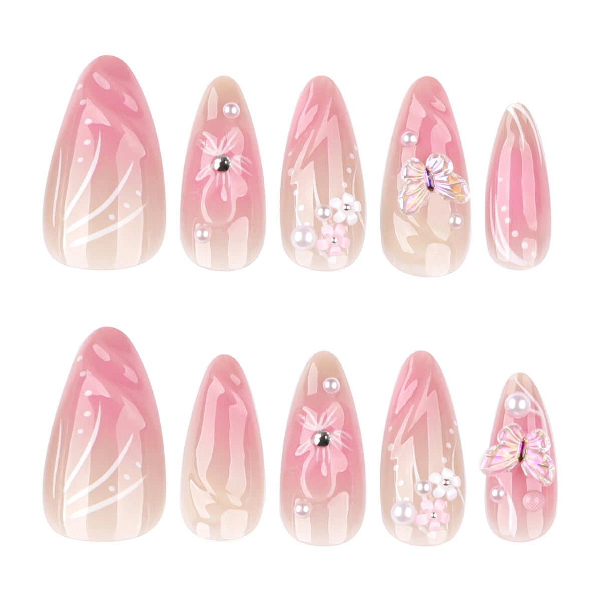 Kunstvolle Nagelkunst mit floralen 3D-Elementen Brehn