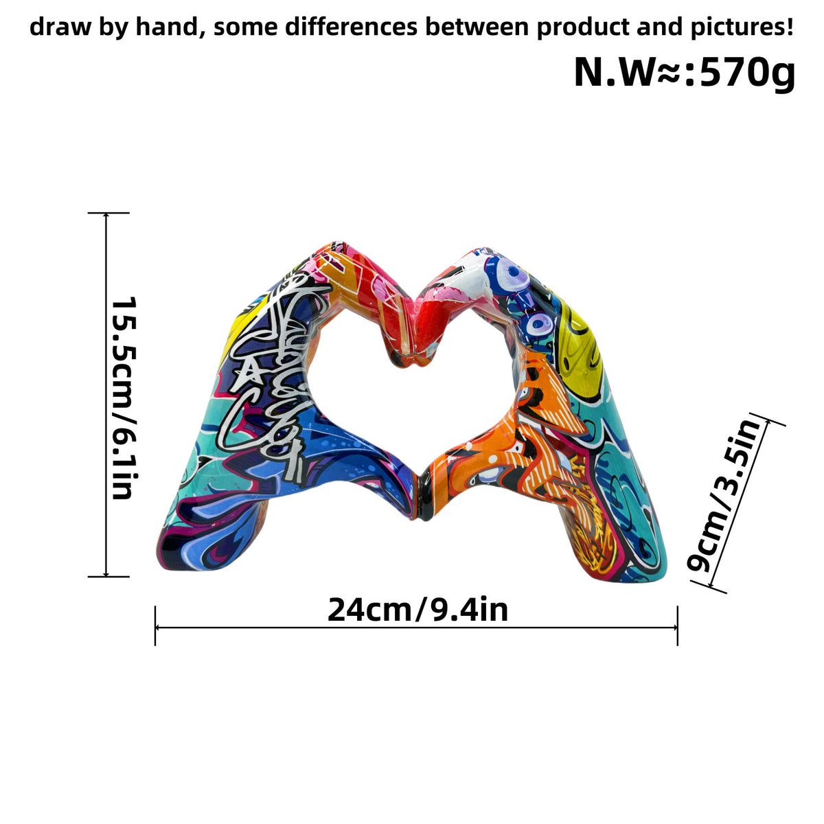 Stylische Hand-Skulpturen mit buntem Design Brehn