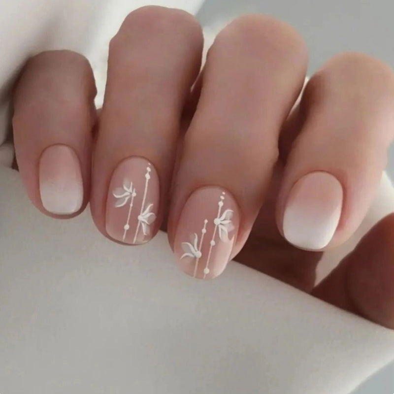 Elegantes Blumendruck-Fingernagel-Set Brehn