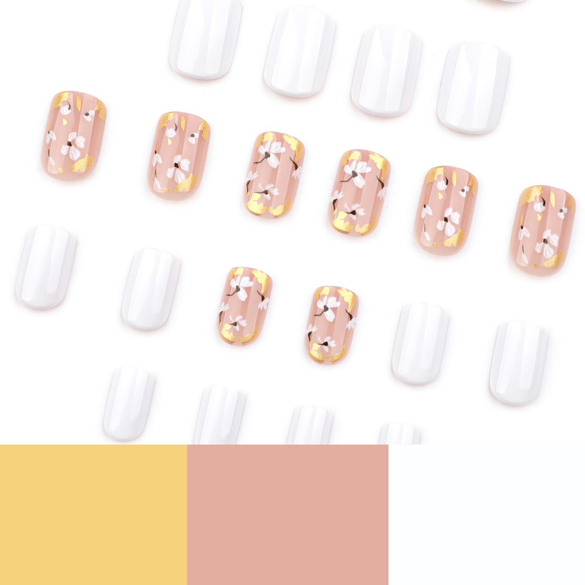 Künstliche Nagelkunst mit zarten Blüten und Glitzerakzenten Brehn
