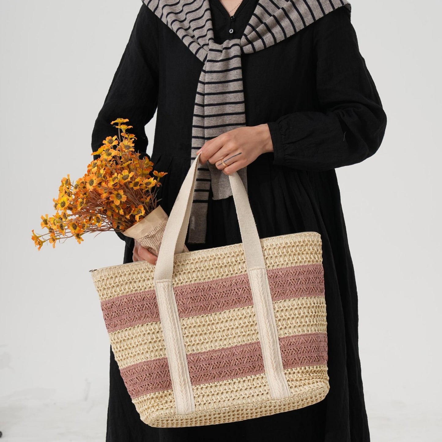 Handgefertigte Strandtasche mit Markantem Streifendesign Brehn