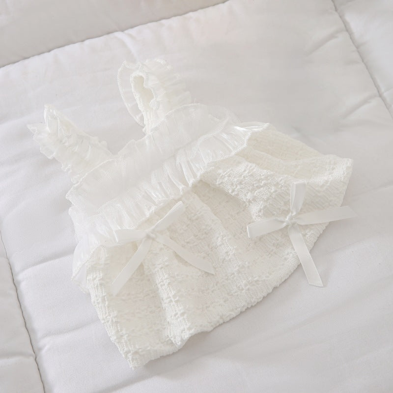 Baby Rüschenträger Strukturiertes Overall-Kleid mit Organza-Besatz & Satin s