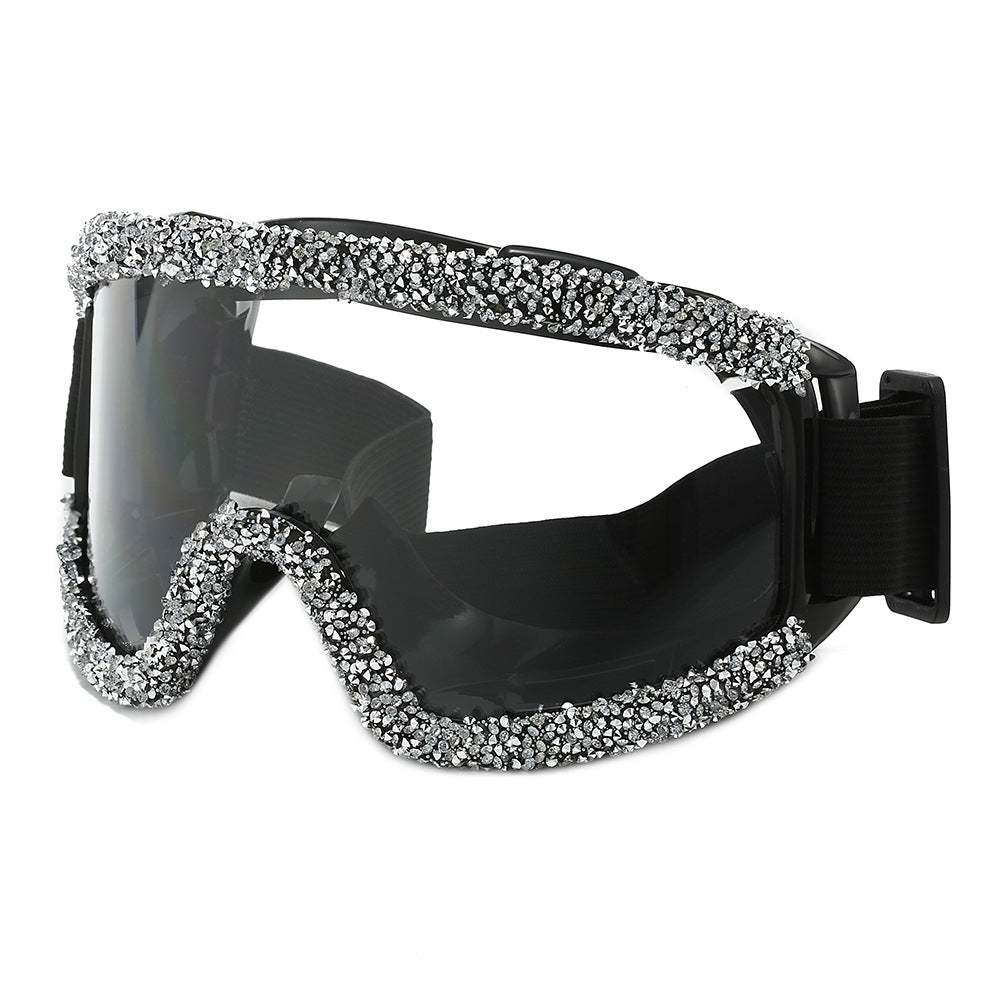 Damen Glamouröse Skibrille mit funkelndem Schmuckrahmen Brehn