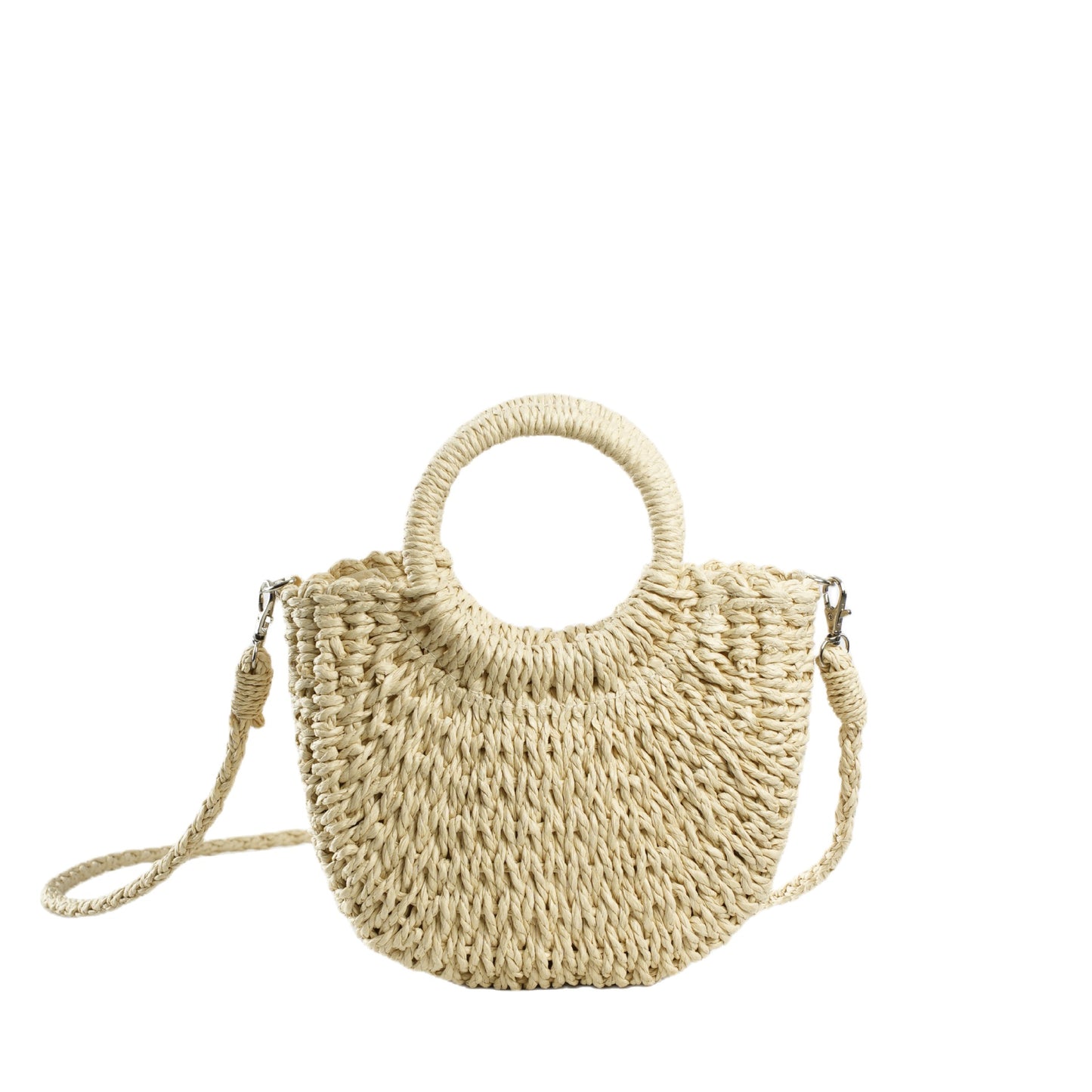 Handgefertigte Basthandtasche mit Runden Griffen Brehn