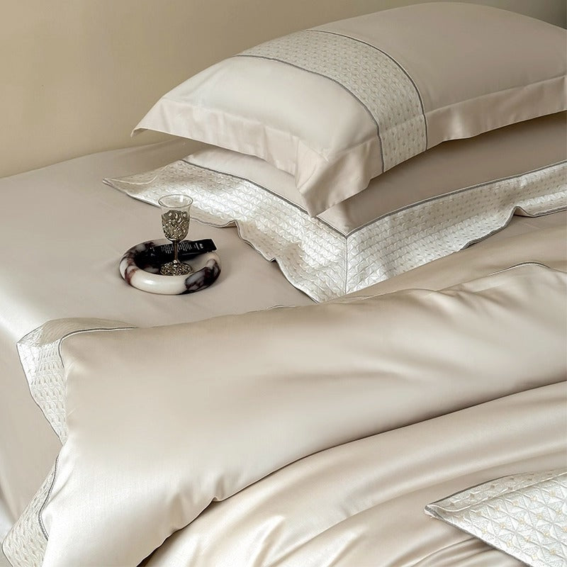 Luxus Jacquard-Besatz Baumwollsatin Bettbezug Set