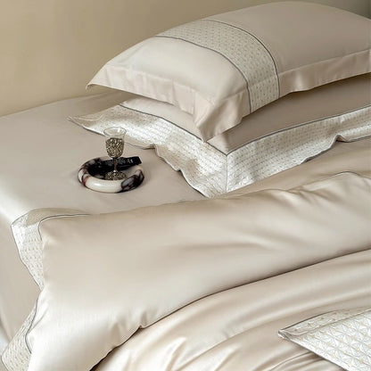 Luxus Jacquard-Besatz Baumwollsatin Bettbezug Set