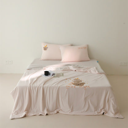 Bettwäsche-Set aus Baumwollsatin mit minimalistischem Panda-Print und extraweichem Spannbettlaken