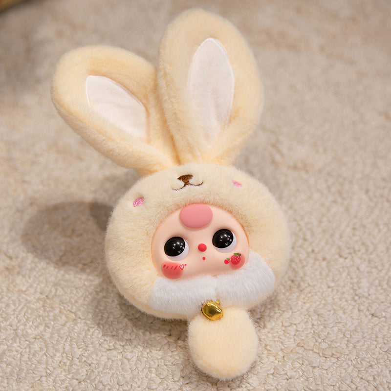Bunny Plüsch Taschenanhänger mit Glocke und sammelbarem Harzgesicht Brehn