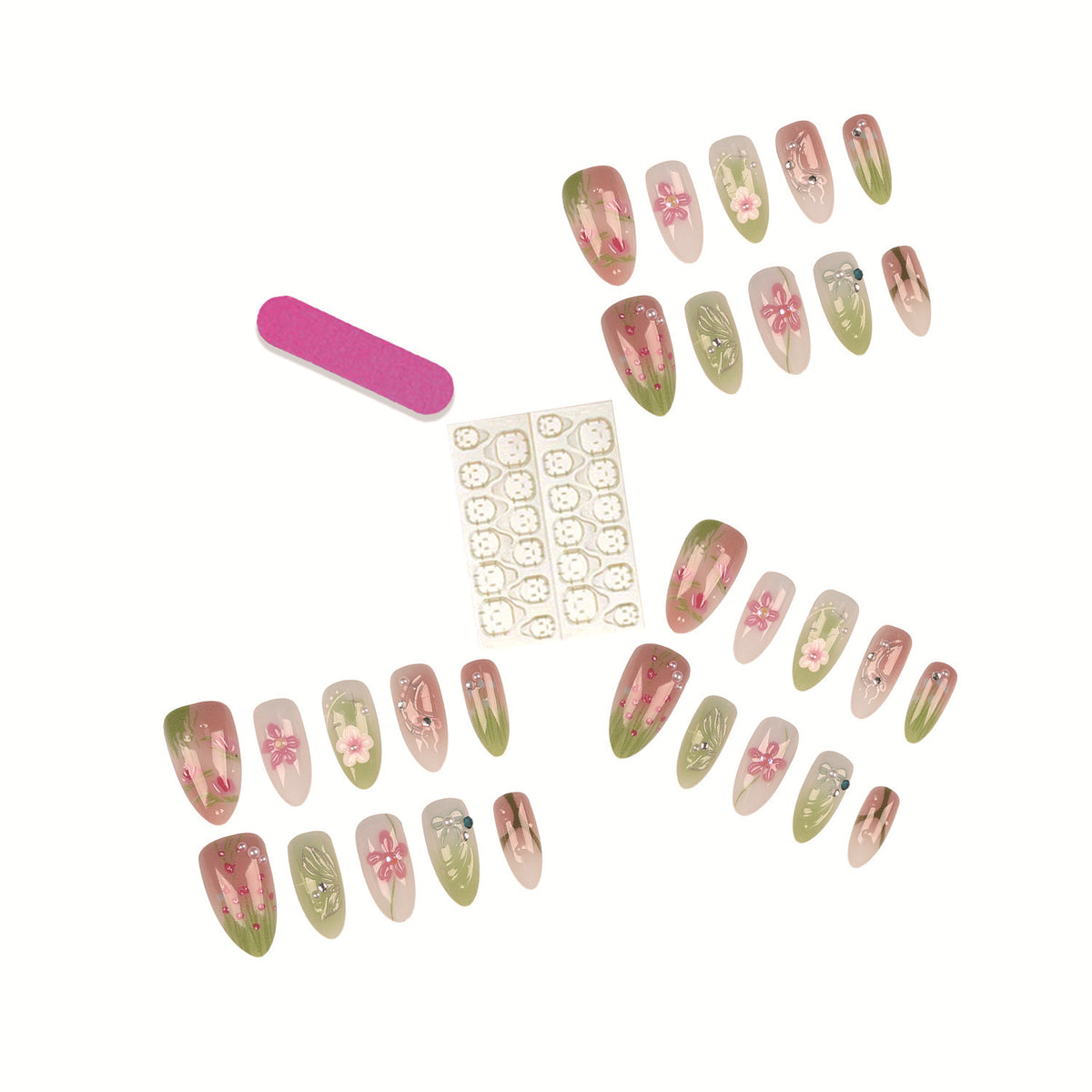Florale Kunst Press-On Nagelspitzen Set
