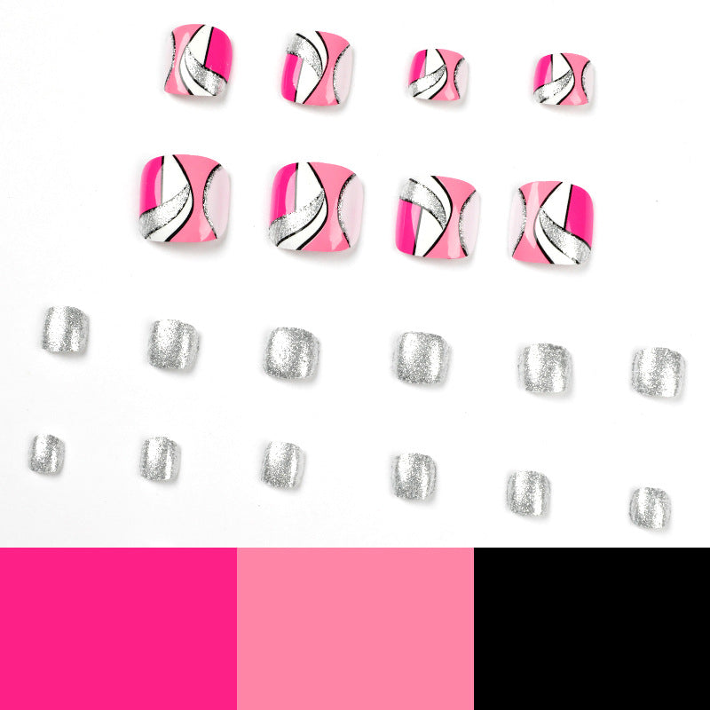 Kunstvolle Fußnagelkunst mit bunten geometrischen Designs Brehn
