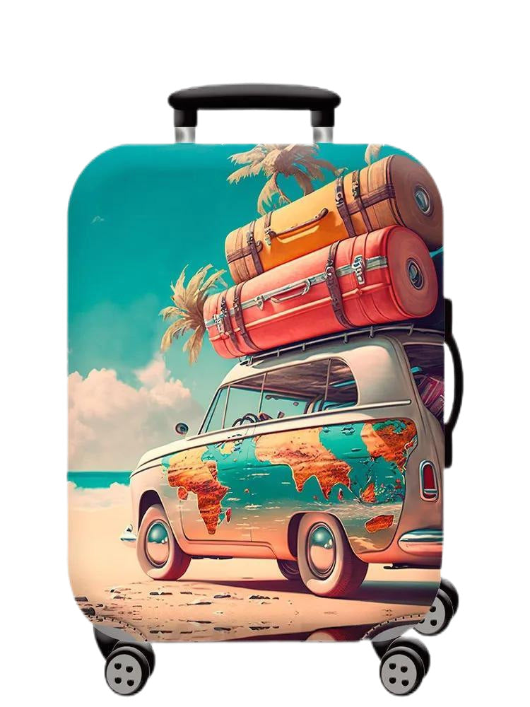 Unisex nan hartschalen Kabinentrolley mit vintage Reiseillustration, 360°-Drehrollen und Teleskopgriff Brehn