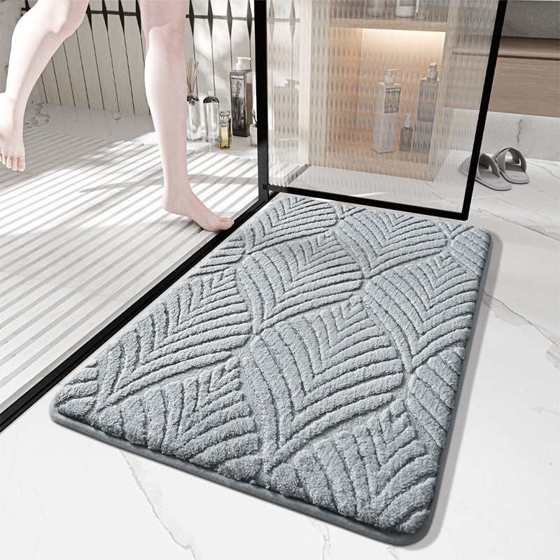 Plüsch abstrahierte Blattdesign-Badezimmermatte Brehn