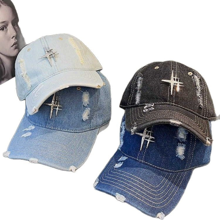 Unisex Zerrissene Denim-Baseballmütze Brehn 1784188338