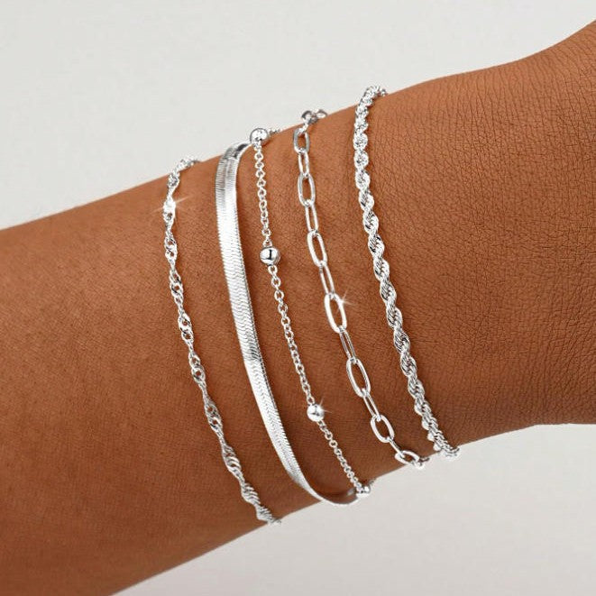 Gestuftes Silberkettchen Armband Set Brehn